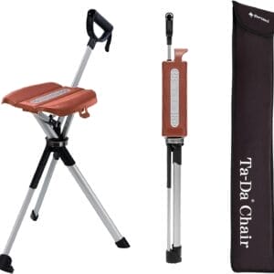 STEP2GOLD Ta-Da Chair Series 2- Portable Walking Stick, Cane with Seat, Foldable Chair, Hiking Stick, for Camping, Hiking, Lightweight Aluminum, Easy Carry, Anti-Slip