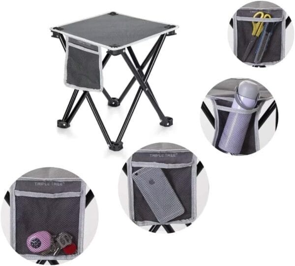 TRIPLE TREE 2 Pack Camping Stool, Grey, 13.8 Inch Portable Folding Stool for Outdoor Walking Hiking Fishing 400 Lbs Capacity with Carry Bag - Image 5