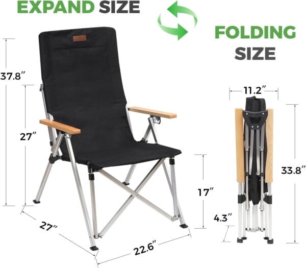 Folding Camping Chair Portable Chairs for Adults Adjustable High Back Outdoor Comfortable Chair with Storage Bag - Image 3