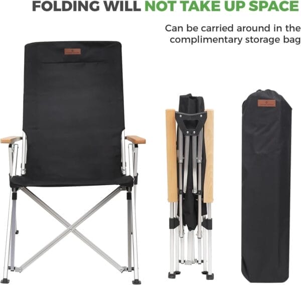 Folding Camping Chair Portable Chairs for Adults Adjustable High Back Outdoor Comfortable Chair with Storage Bag - Image 6