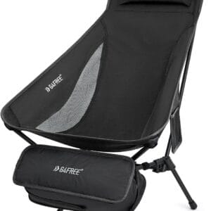 G4Free Folding Lightweight Camp Chair High Back Camping Chair Backpacking Chair Heavy Duty 330lbs with Headrest Pocket Black