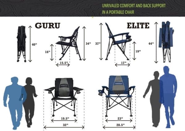 STRONGBACK Elite Folding Camping Lawn Lounge Chair Heavy Duty Camp Outdoor Seat with Lumbar Support and Portable Carry Bag - Black/Grey - Image 7
