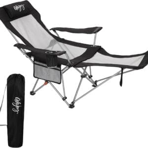 #WEJOY 2-in-1 Reclining Camping Chair with Footrest for Adults Folding Lounge Chair with Adjustable Backrest Lightweight Camping Chairs Heavy Duty Camp Chairs for Outdoor