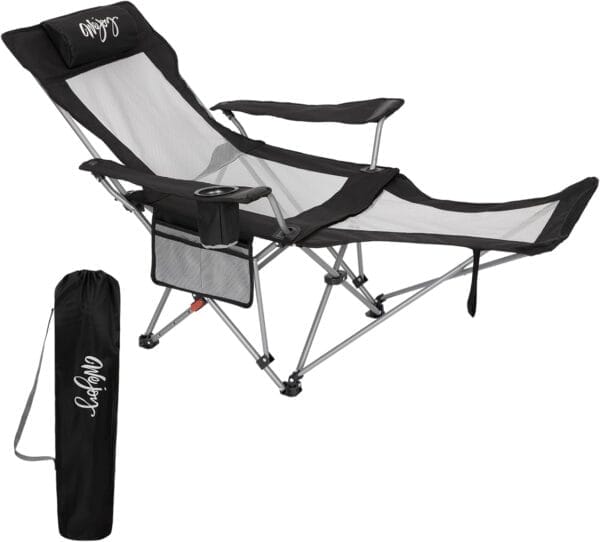 #WEJOY 2-in-1 Reclining Camping Chair with Footrest for Adults Folding Lounge Chair with Adjustable Backrest Lightweight Camping Chairs Heavy Duty Camp Chairs for Outdoor
