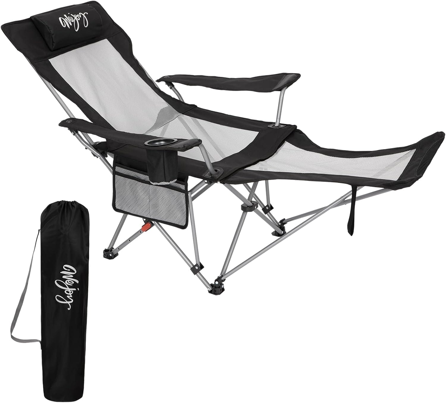#WEJOY 2-in-1 Reclining Camping Chair with Footrest for Adults Folding Lounge Chair with Adjustable Backrest Lightweight Camping Chairs Heavy Duty Camp Chairs for Outdoor