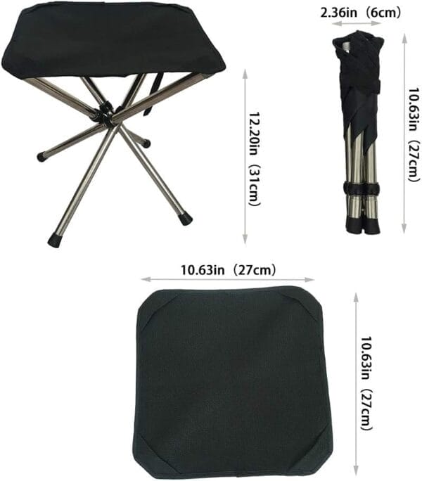 LIBOSULV Folding Camping Stool, Retractable Camping Chair, Super Compact, for Travel, Hiking, Gathering, Barbecue, with Carry Bag, Storage Size 11.61"x2.56"x2.56" - Image 2