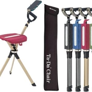 STEP2GOLD Ta-Da Chair Series 2 PRO, Portable Trekking Hiking Pole, Folding Walking Stick with Seat, Walking Cane with Chair, Foldable Chair, Lightweight Aluminum, Easy Carry and Storage, Anti-Slip