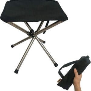 LIBOSULV Folding Camping Stool, Retractable Camping Chair, Super Compact, for Travel, Hiking, Gathering, Barbecue, with Carry Bag, Storage Size 11.61"x2.56"x2.56"