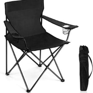 Joyfair Portable Camping Chair, Outdoor Lawn Folding Chairs for Adults, Heavy Duty Large Foldable Chairs for Beach, Fishing, Tailgating Outdoor Sport, 2 Cup Holders & Carry Bag