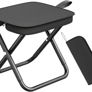 Folding Chair,Collapsible Stool,Weight 1.36lbs,Load 264lbs,Portable Stool for Camping,Fishing,Hiking,BBQ,Gift for Fisherman-Black