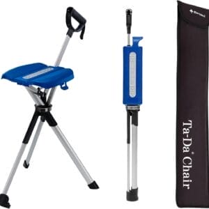 STEP2GOLD Ta-Da Chair Series 2- Portable Walking Stick, Cane with Seat, Foldable Chair, Hiking Stick, for Camping, Hiking, Lightweight Aluminum, Easy Carry, Anti-Slip