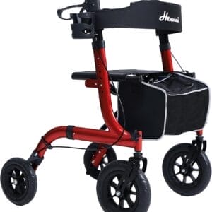 Rollator Walker for Seniors, Lightweight Foldable All Terrain Rolling Walker with seat, Aluminum Walkers with 10 inch Rubber Wheels, Handles and Backrest for Seniors and Adult