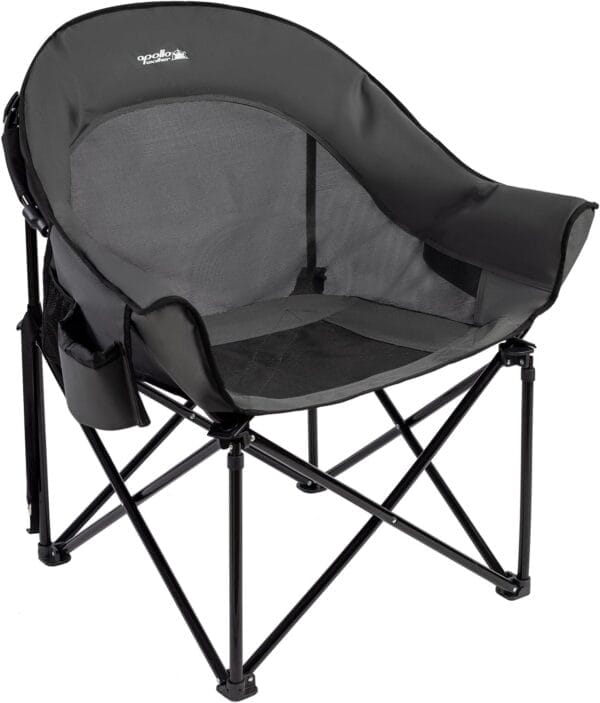 apollo walker Oversized Camping Chair - Heavy Duty XL Padded Camping Chairs with Breathable Mesh, Portable Folding Outdoor Chairs for Adults, Beach Chair with Cup Holder & Side Pocket, Supports 500lbs