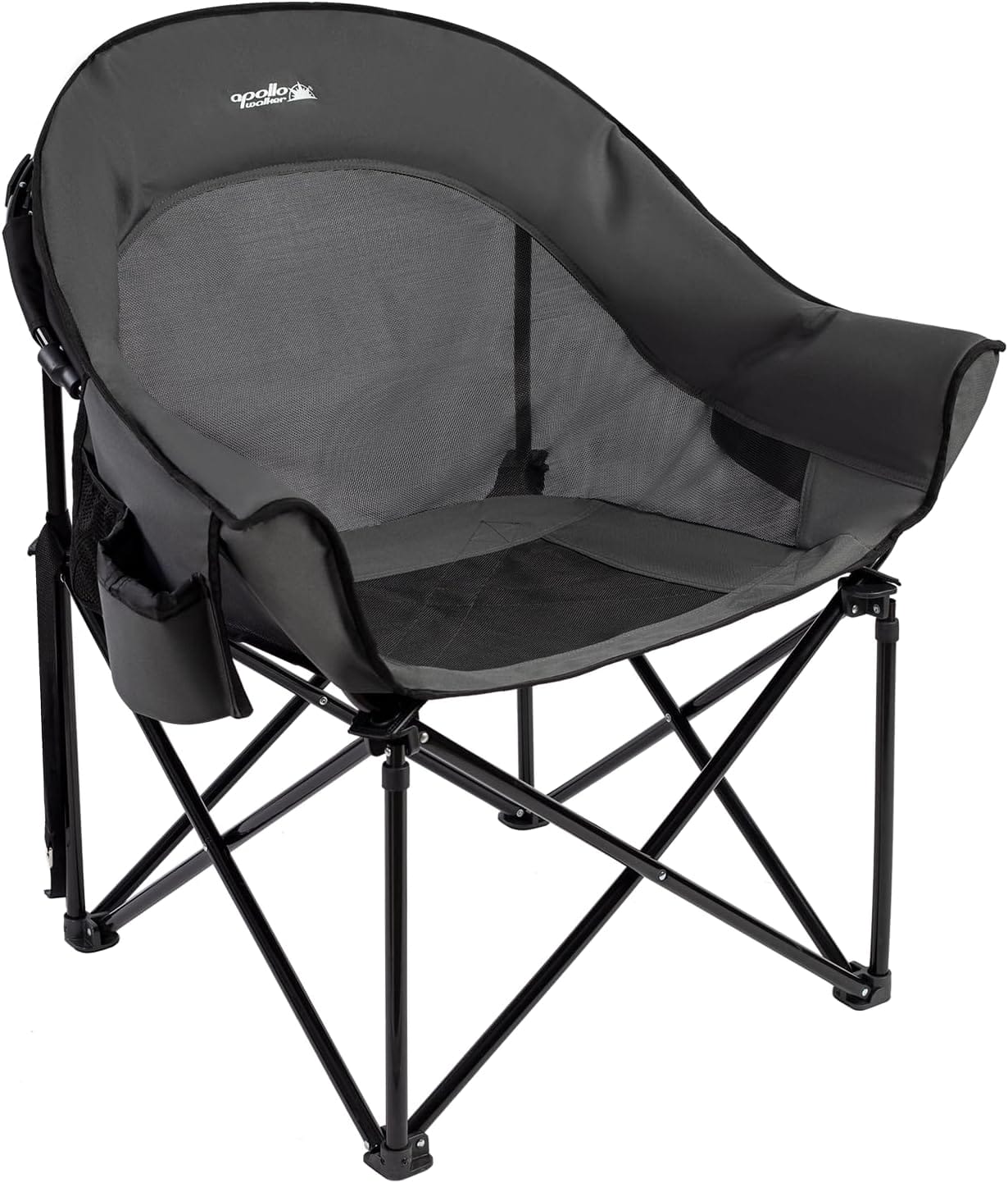 apollo walker Oversized Camping Chair - Heavy Duty XL Padded Camping Chairs with Breathable Mesh, Portable Folding Outdoor Chairs for Adults, Beach Chair with Cup Holder & Side Pocket, Supports 500lbs