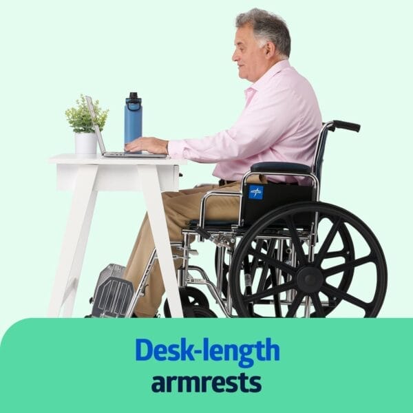 Medline Excel Extra-Wide Bariatric Wheelchair For Adults and Seniors with 24" Wide Seat, Supports up to 500 lbs - Image 3