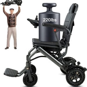 YIHAO Electric Wheelchairs for Adults, Portable Lightweight Foldable Power Wheelchairs, Weighs Only 36 lbs, Detachable Battery, Travel Motorized Wheelchair for Seniors, Airline Approved