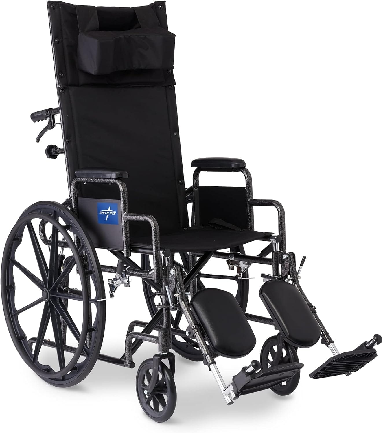 Medline Reclining Wheelchair, Desk-Length Arms and Elevating Leg Rests, 16" x 18" Seat (W x D)