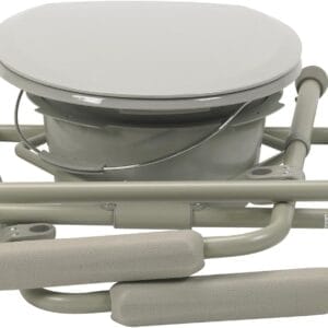 HEALTHLINE Bedside Commode for Seniors - Folding Commode Chair for Toilet with Arms - 3 in 1 Commode Chair Over Toilet Seat with Lid, Splash Guard & Arms