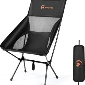 Folding High Back Camping Chair for Outside,Portable Camp Chair for Adults, Lightweight Compact with Carry Bag, for Hiking Lawn Picnic&Fishing(Black)
