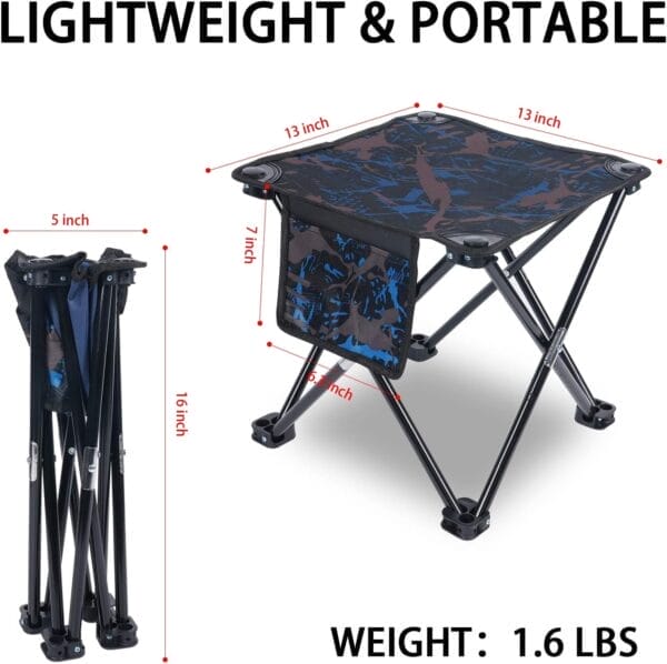 2 Pack Folding Portable Camping Stool for Adults, Lightweight Collapsible Stool for Outdoor Footrest Fishing Hiking Gardening and Beach with Carry Bag(400 LBS Capacity) - Image 3