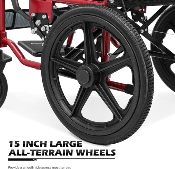 Folding Transport Wheelchair with Removable Cushion and Loop-Lock Handbrakes Wheel Chair for Adults, 17.5 inch Seat User-Friendly Lightweight Foldable Chair for Storage and Travel Use, 250lbs - Image 12