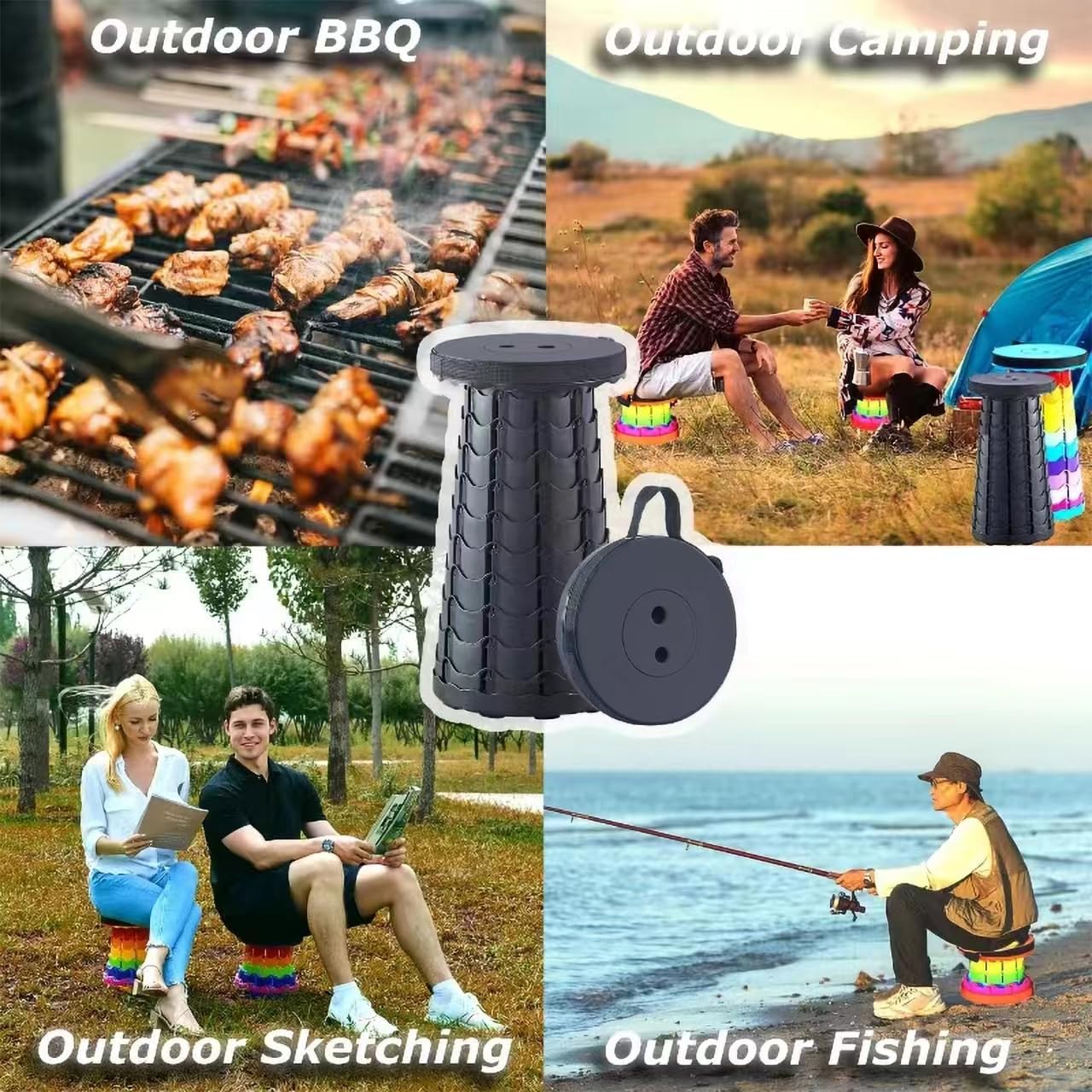 Upgraded Portable Folding Stool, Camping Retractable Seat for Adults Outdoor, Travel, Barbecue, Fishing, Waiting in Line Lightweight Chair 2023 Second Generation - Image 6