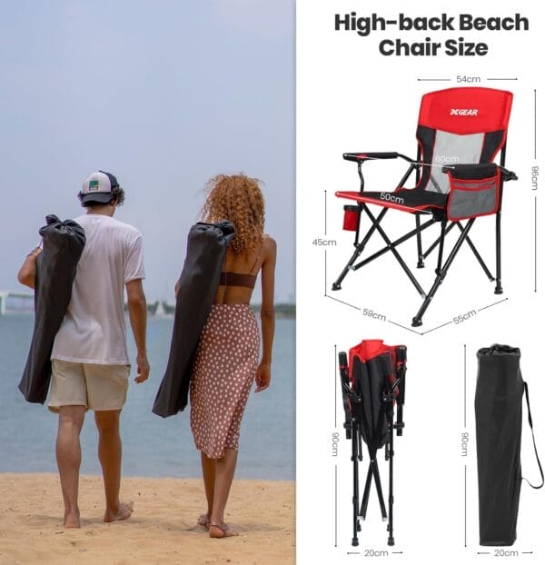 Camping Chair for Adults 350 LBS Support Camp Chair 2PCS with Breathable Mesh Back Fabric with Arm Rest Cup Holder and Portable Carrying Bag - Image 2