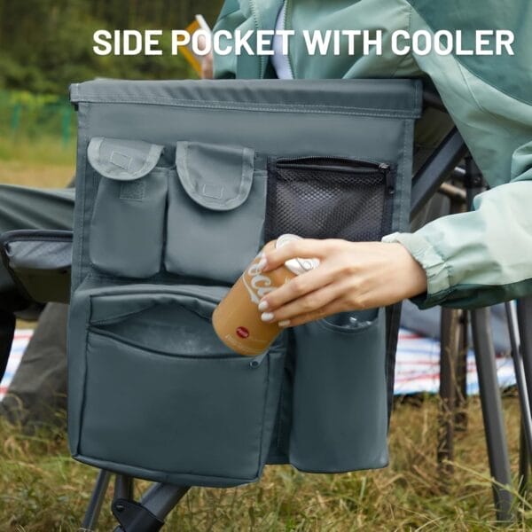 TIMBER RIDGE Oversized Folding Camping Chair High Back Heavy Duty for Adults Support up to 500lbs with Cup Holder, Side Pocket Cooler Bag - Image 9