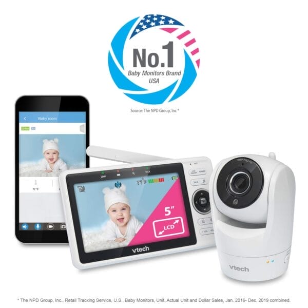 VTech Upgraded Smart WiFi Baby Monitor VM901, 5-inch 720p Display, 1080p Camera, HD NightVision, Fully Remote Pan Tilt Zoom, 2-Way Talk, Free Smart Phone App, Works with iOS, Android - Image 13