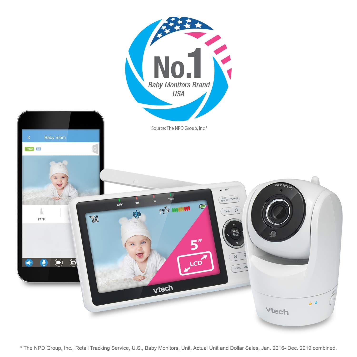 VTech Upgraded Smart WiFi Baby Monitor VM901, 5-inch 720p Display, 1080p Camera, HD NightVision, Fully Remote Pan Tilt Zoom, 2-Way Talk, Free Smart Phone App, Works with iOS, Android - Image 13