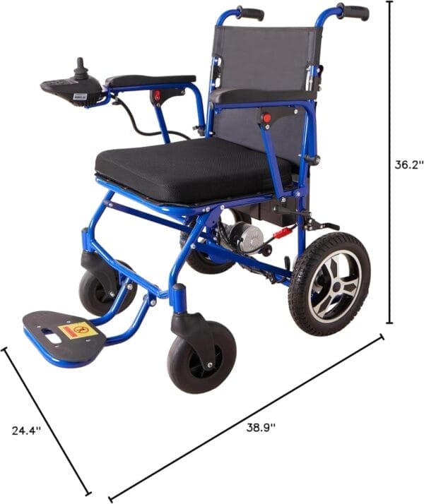 Electric Wheelchairs for Adults,20 Miles Lightweight Foldable Motorized Wheelchair Power Portable Wheelchairs - 500W Motor, Blue - Image 8