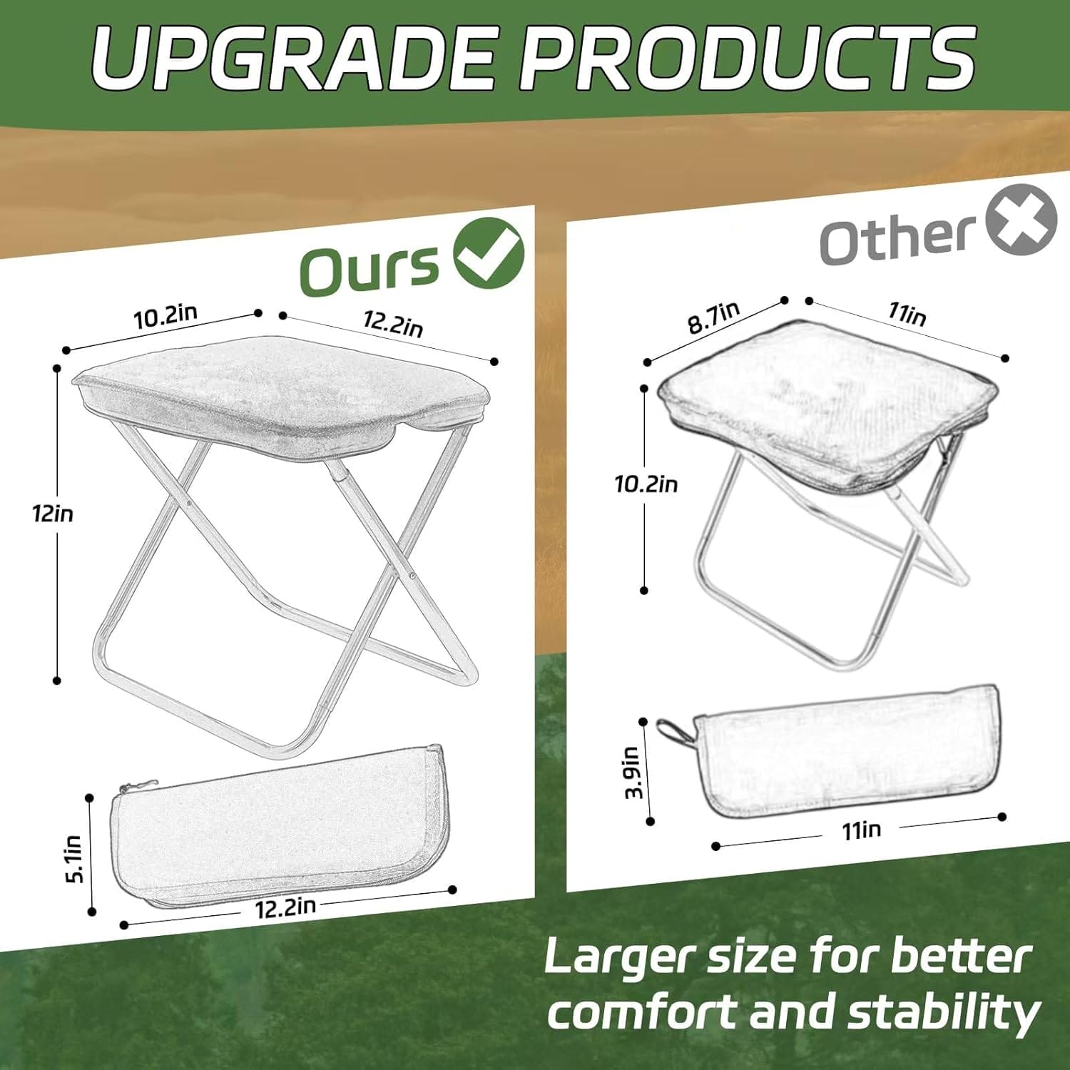 Collapsible Stool, Portable Chair, Lightweight Portable Stool for Adults, Portable Chairs for Adults, Holds Up to 330LBS, Ideal for Camping, Hiking, Outdoors, and Events - Image 6