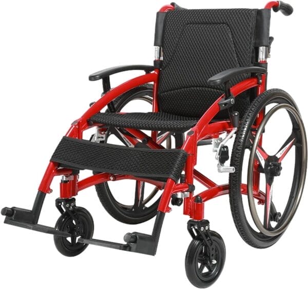 Wheelchair Elderly Wheelchair Folding Travel Wheelchair Reclining backrest Transport Chair with Anti Tipping Small Wheel, 17in Seat, Weighs 33lbs Wheelchair Portable Folding Lightweight Wheelchair