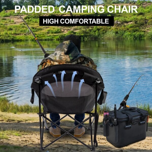 apollo walker Oversized Camping Chair - Heavy Duty XL Padded Camping Chairs with Breathable Mesh, Portable Folding Outdoor Chairs for Adults, Beach Chair with Cup Holder & Side Pocket, Supports 500lbs - Image 7