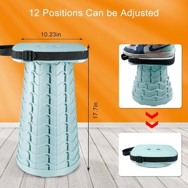 Collapsible Camping Stool Seat, Square Portable Folding Stool, Lightweight Sturdy Foldable Stool for Camp Fishing Picnic, Max Load 550 lb, Ice-Cream - Image 3