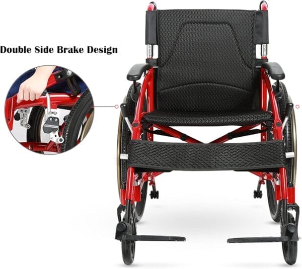 Wheelchair Elderly Wheelchair Folding Travel Wheelchair Reclining backrest Transport Chair with Anti Tipping Small Wheel, 17in Seat, Weighs 33lbs Wheelchair Portable Folding Lightweight Wheelchair - Image 6