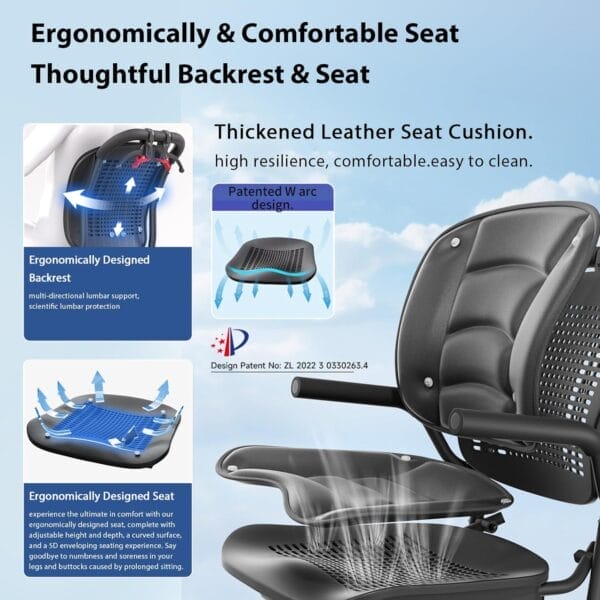 Ultra Lightweight Transport Wheelchair Foldable, Portable Travel Wheelchair for Adults Senior, with Ergonomics Comfortable Seat Cushion, Telescopic Handle for Travel - Image 2