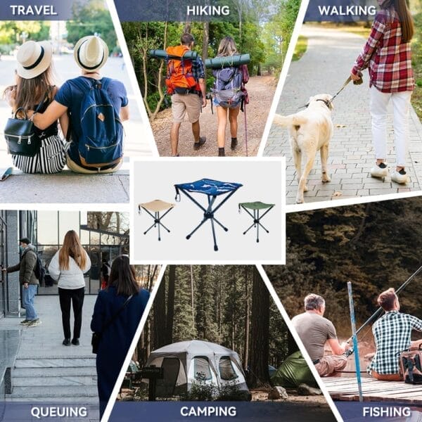 Lightweight Camping Stool 7075 Aluminum Small Folding Camping Portable Chair with Carry Bag Retractable Backpacking Stool for Travel Camping Hiking Fishing Garden Work Picnic BBQ Outdoor - Image 7