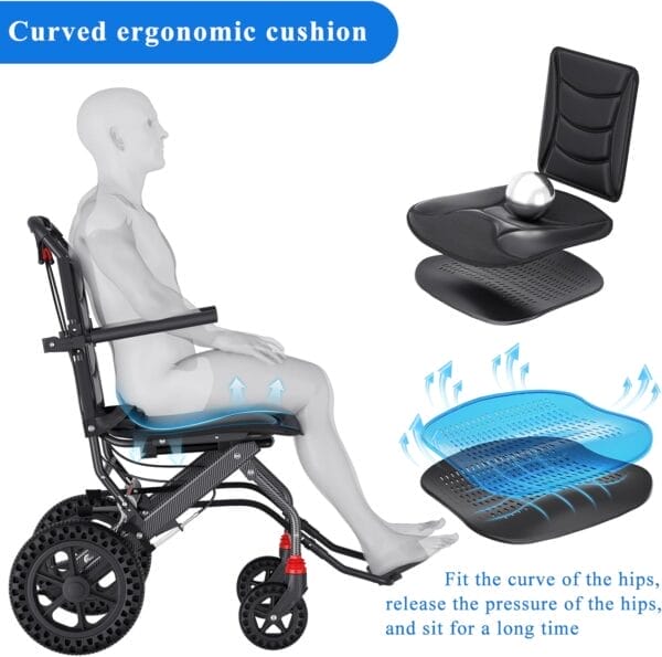 (18" Wide Seat) Lightweight Ergonomic Transport Wheelchair for Seniors and Adults, Portable Foldable Transit Travel Wheelchairs All Terrain - Image 3