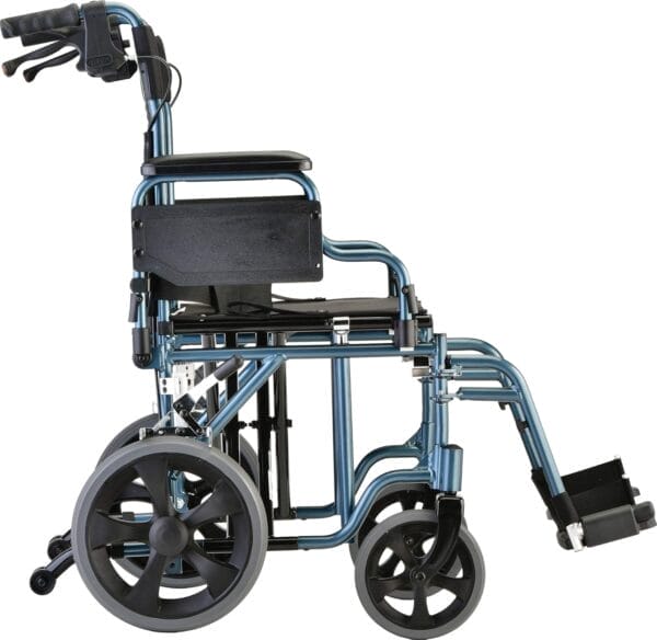 NOVA Heavy Duty Bariatric Transport Chair with 400 lb. Weight Capacity, 22” Extra-Wide Seat with Locking Hand Brakes, Flip Up Arms (for Easy Transfer), Anti-Tippers, 12” Rear Wheels, Color Blue - Image 11