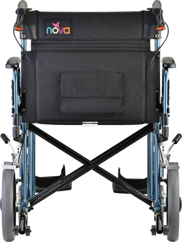NOVA Heavy Duty Bariatric Transport Chair with 400 lb. Weight Capacity, 22” Extra-Wide Seat with Locking Hand Brakes, Flip Up Arms (for Easy Transfer), Anti-Tippers, 12” Rear Wheels, Color Blue - Image 12