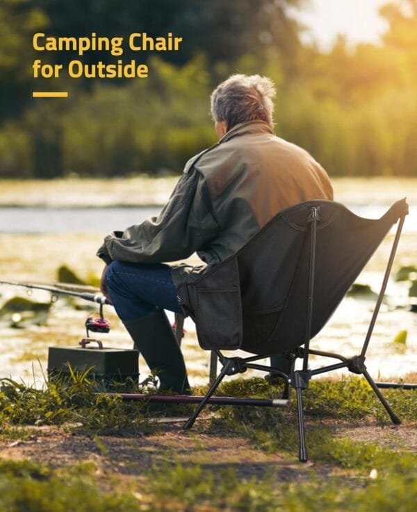 CVLIFE Camping Chair Portable Folding Backpacking Chair for Outside Hunting Fishing Hiking Black - Image 7
