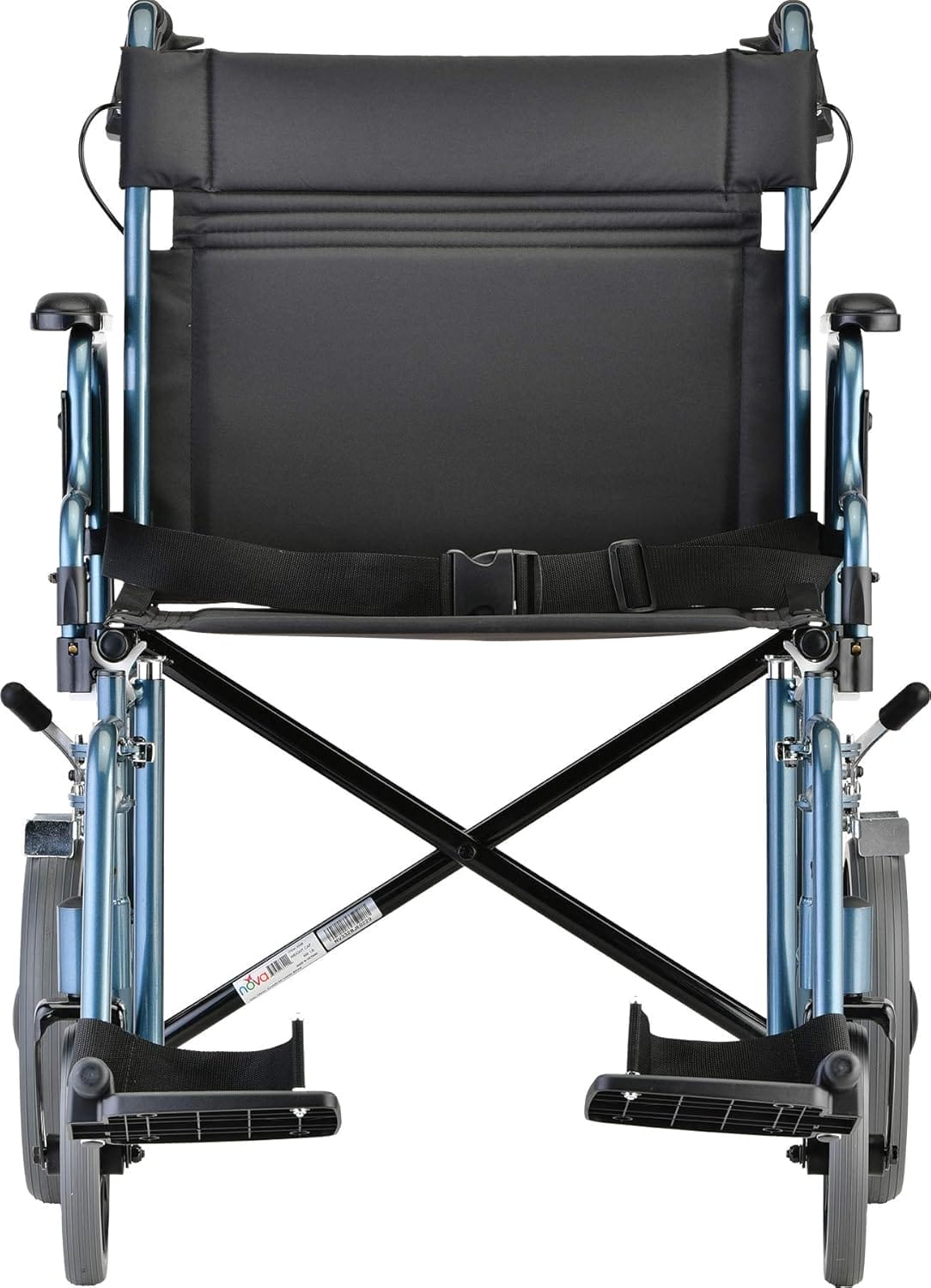NOVA Heavy Duty Bariatric Transport Chair with 400 lb. Weight Capacity, 22” Extra-Wide Seat with Locking Hand Brakes, Flip Up Arms (for Easy Transfer), Anti-Tippers, 12” Rear Wheels, Color Blue - Image 10