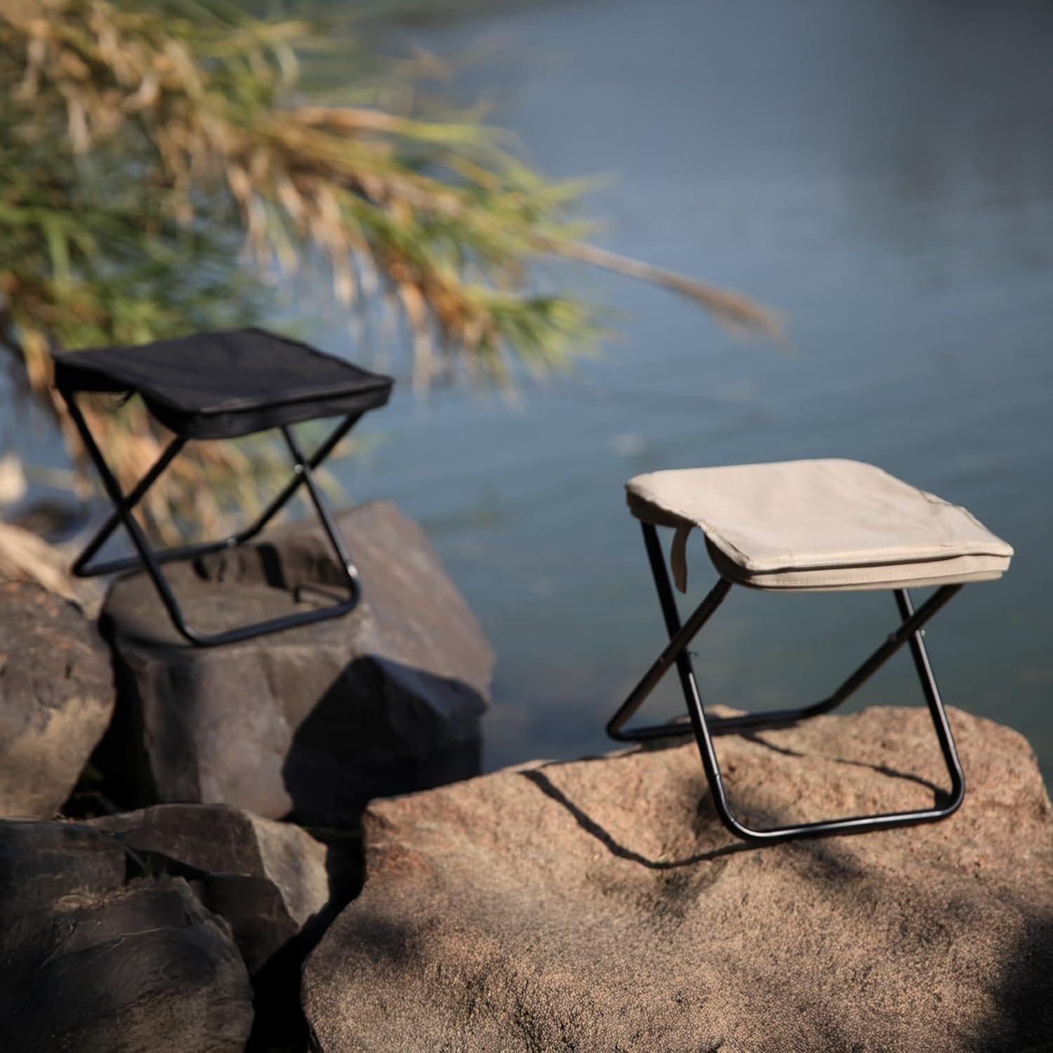 Outdoor Pocket Portable Chair,Lightweight Stool,for Camping,Hiking,Queue,shortbreak Anytime (Black, Medium) - Image 2