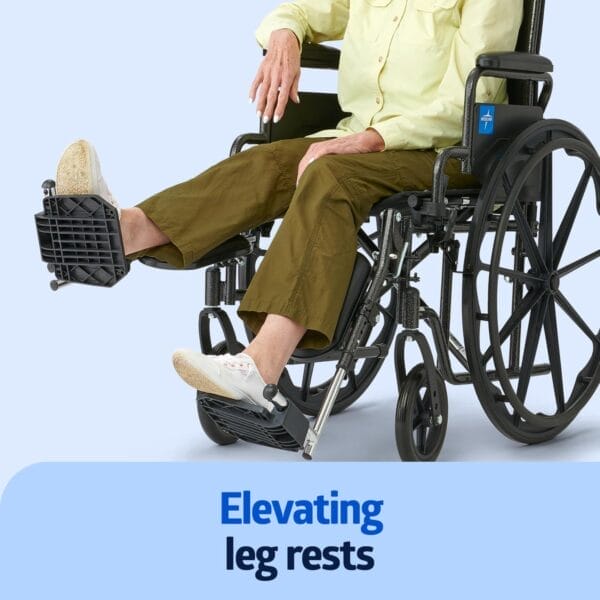 Medline Lightweight Wheelchair for Adults With Swing-Back, Desk-Length Arms, Elevating Leg Rests; 20" x 16"D Seat - Image 4