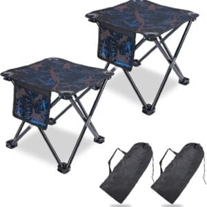 2 Pack Folding Portable Camping Stool for Adults, Lightweight Collapsible Stool for Outdoor Footrest Fishing Hiking Gardening and Beach with Carry Bag(400 LBS Capacity)