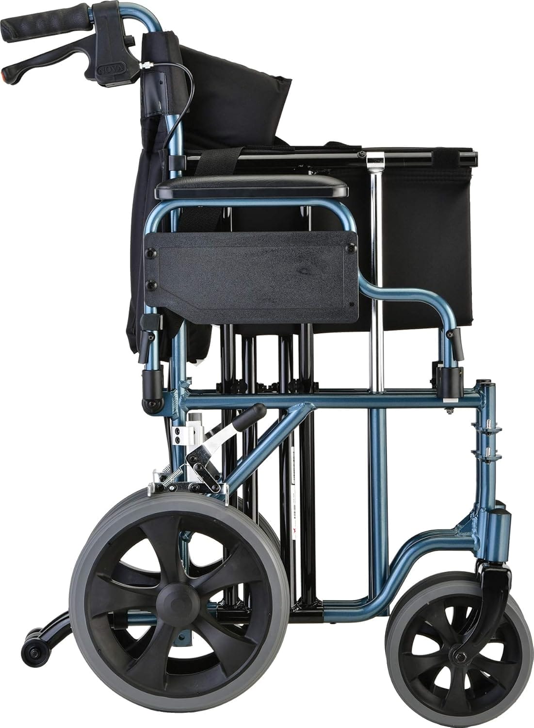 NOVA Heavy Duty Bariatric Transport Chair with 400 lb. Weight Capacity, 22” Extra-Wide Seat with Locking Hand Brakes, Flip Up Arms (for Easy Transfer), Anti-Tippers, 12” Rear Wheels, Color Blue - Image 9