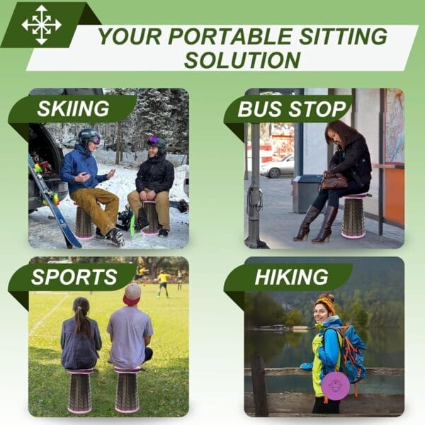 ALEVMOOM 2025 Upgraded XXL Collapsible Stool with Cushion 19.7",1000lbs Max Weight,Wider & Taller Pop Up Seat, Heavy Duty Portable Retractable Folding Chair or Travel Foot Rest for Camping & Outdoors - Image 4