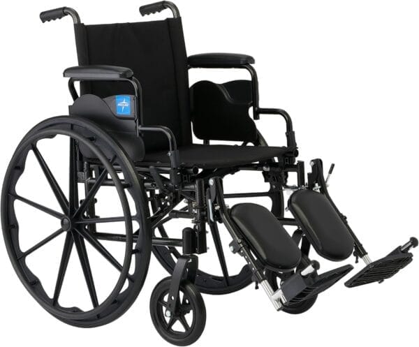 Medline Lightweight Wheelchair for Adults With Swing-Back, Desk-Length Arms, Elevating Leg Rests; 20" x 16"D Seat
