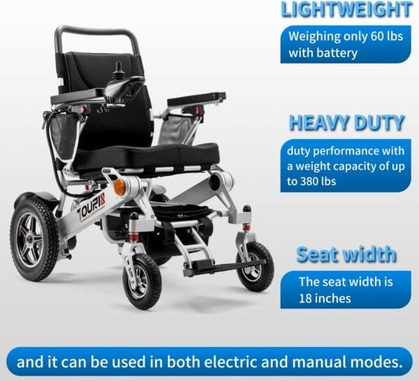18 Miles Long Travel Range Corse Motility 2025 Upgrade Compact Electric Wheelchair for Adults - Lightweight 60lbs, Foldable Motorized Power Chair for Seniors, 600W Motors, All-Terrain Capability - Image 4